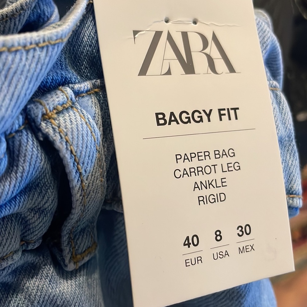 Zara BAGGY PAPERBAG JEANS - Picture 6 of 8